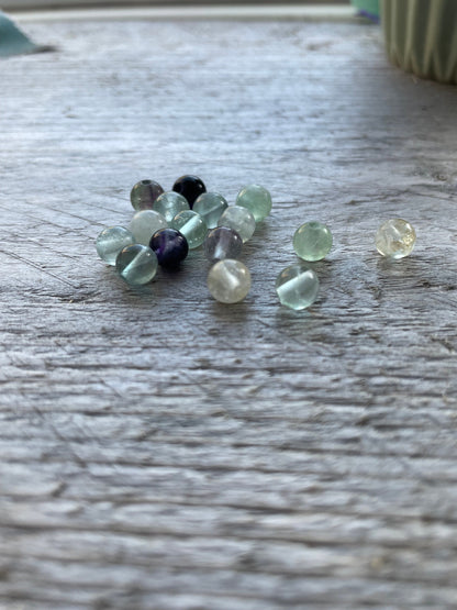 Natural Fluorite Beads, 6-7 mm, hole 1 mm