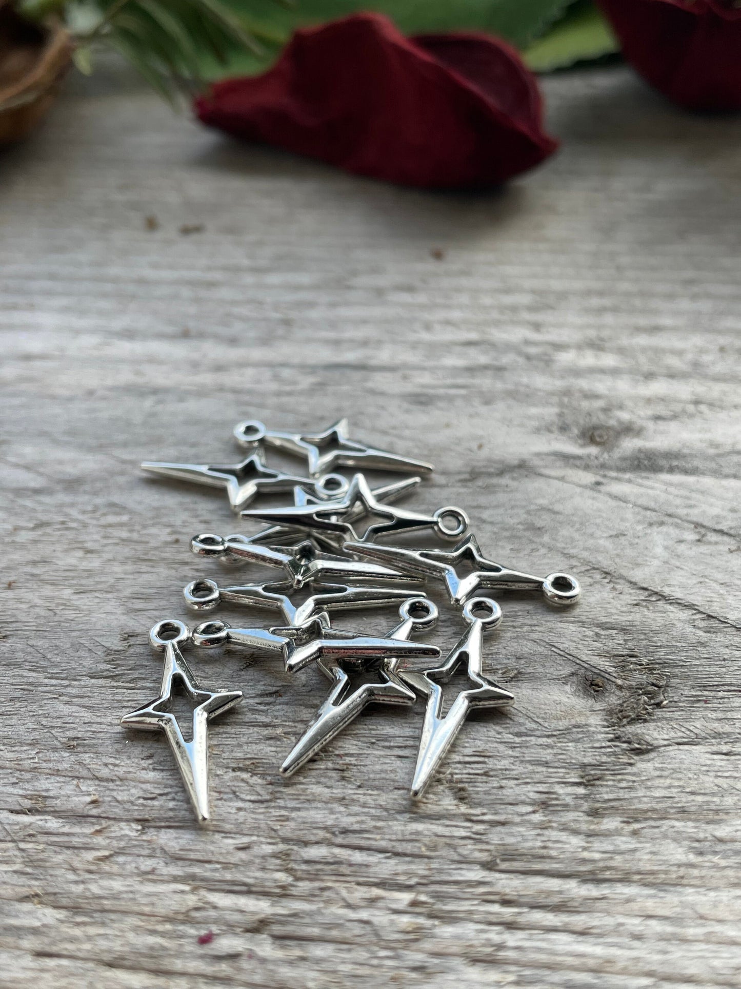 Silver Star charm 23 x 10mm