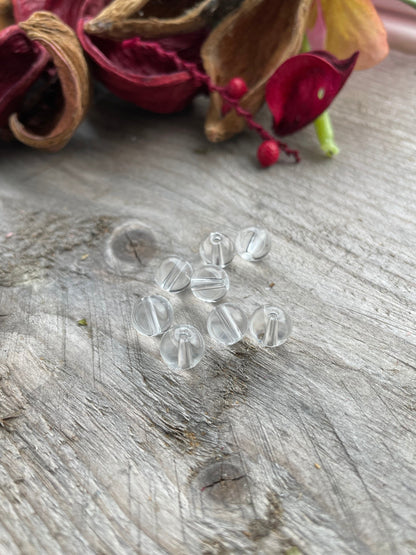 White Clear Crystal glass beads 8mm, 1mm hole