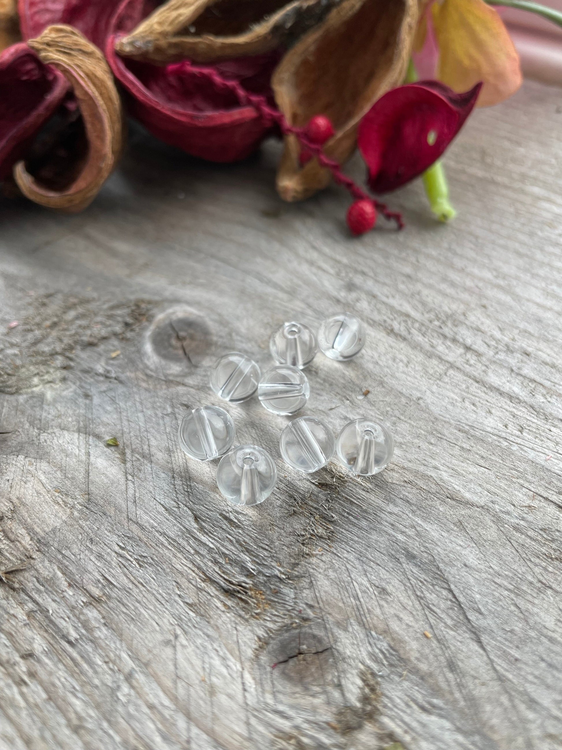 White Clear Crystal glass beads 8mm, 1mm hole