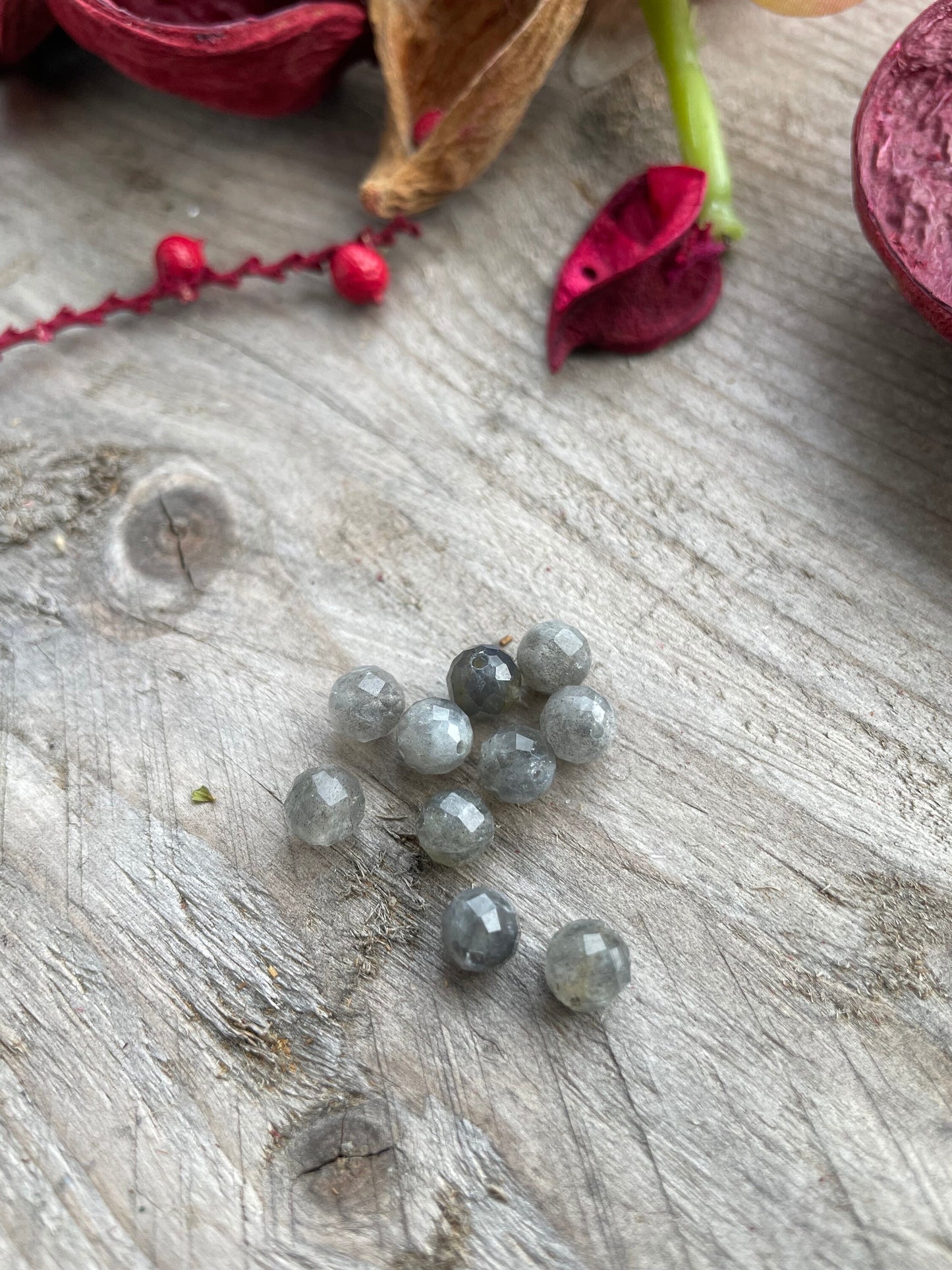 Natural Grey Labradorite Beads 6mm,1mm hole.