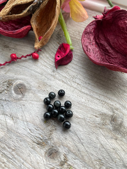 Green sheen Obsidian bead 6mm, 1mm hole