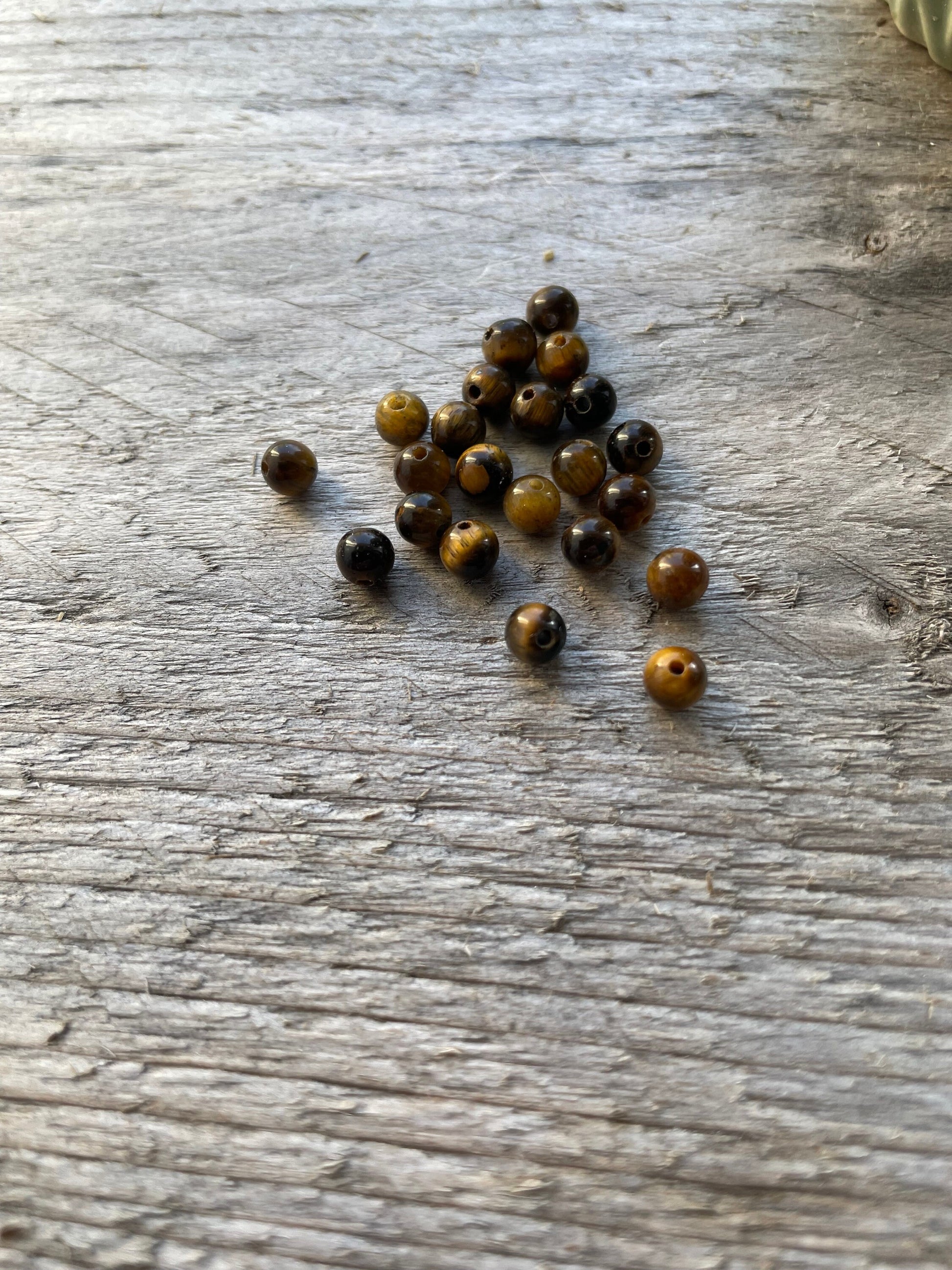 Natural Yellow Tiger Eye bead 4mm, 1mm hole