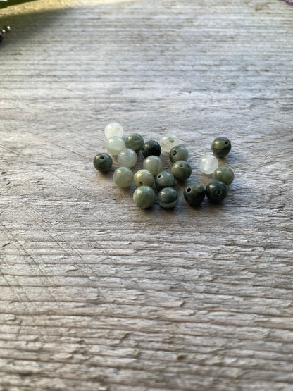 Natural Green Line Jasper Beads, 6 mm, 1 mm hole