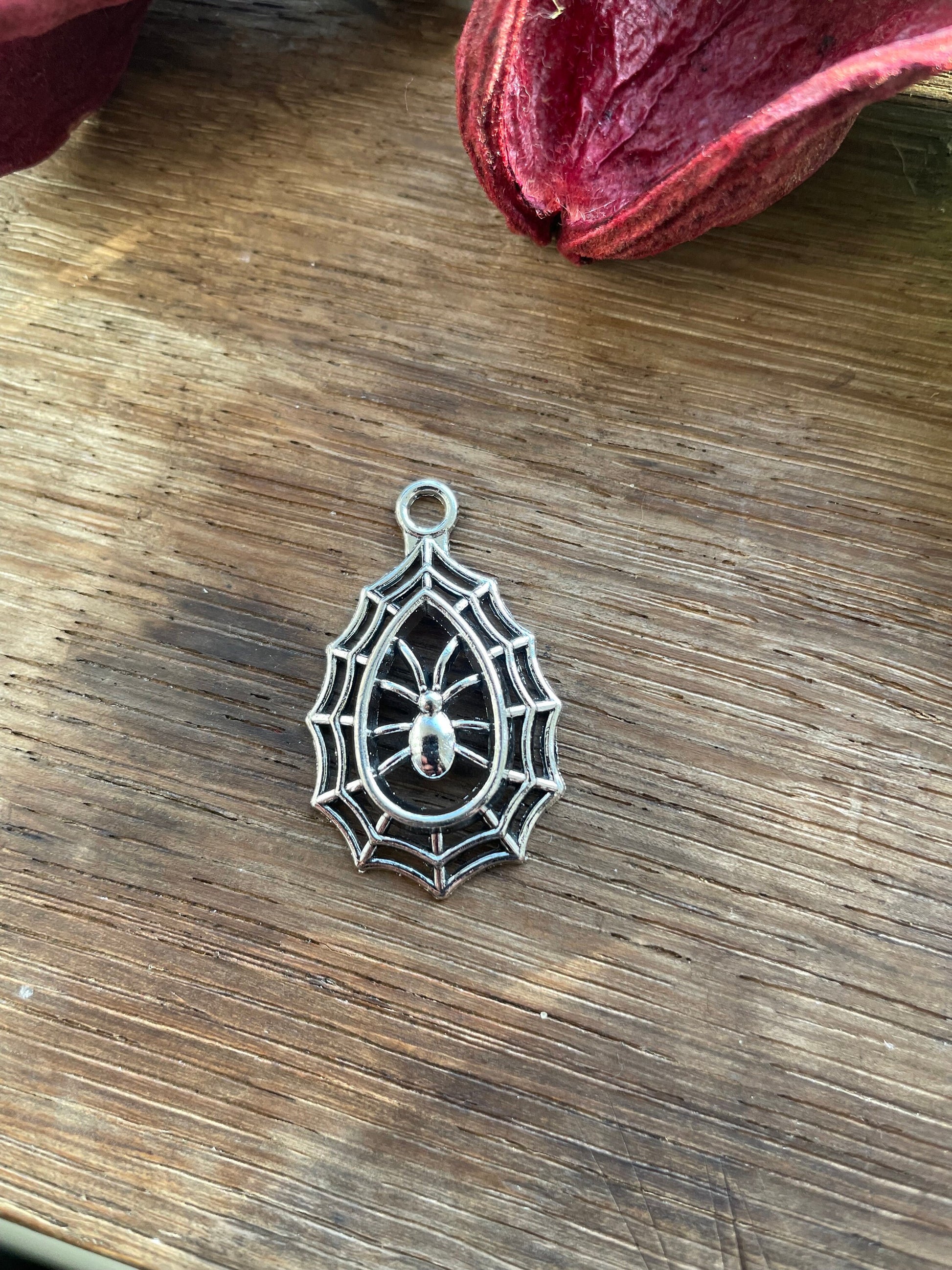 Antique SilverPlated Pendants Spider Pendants Spider Cobweb Charm Spider 35x 20mm