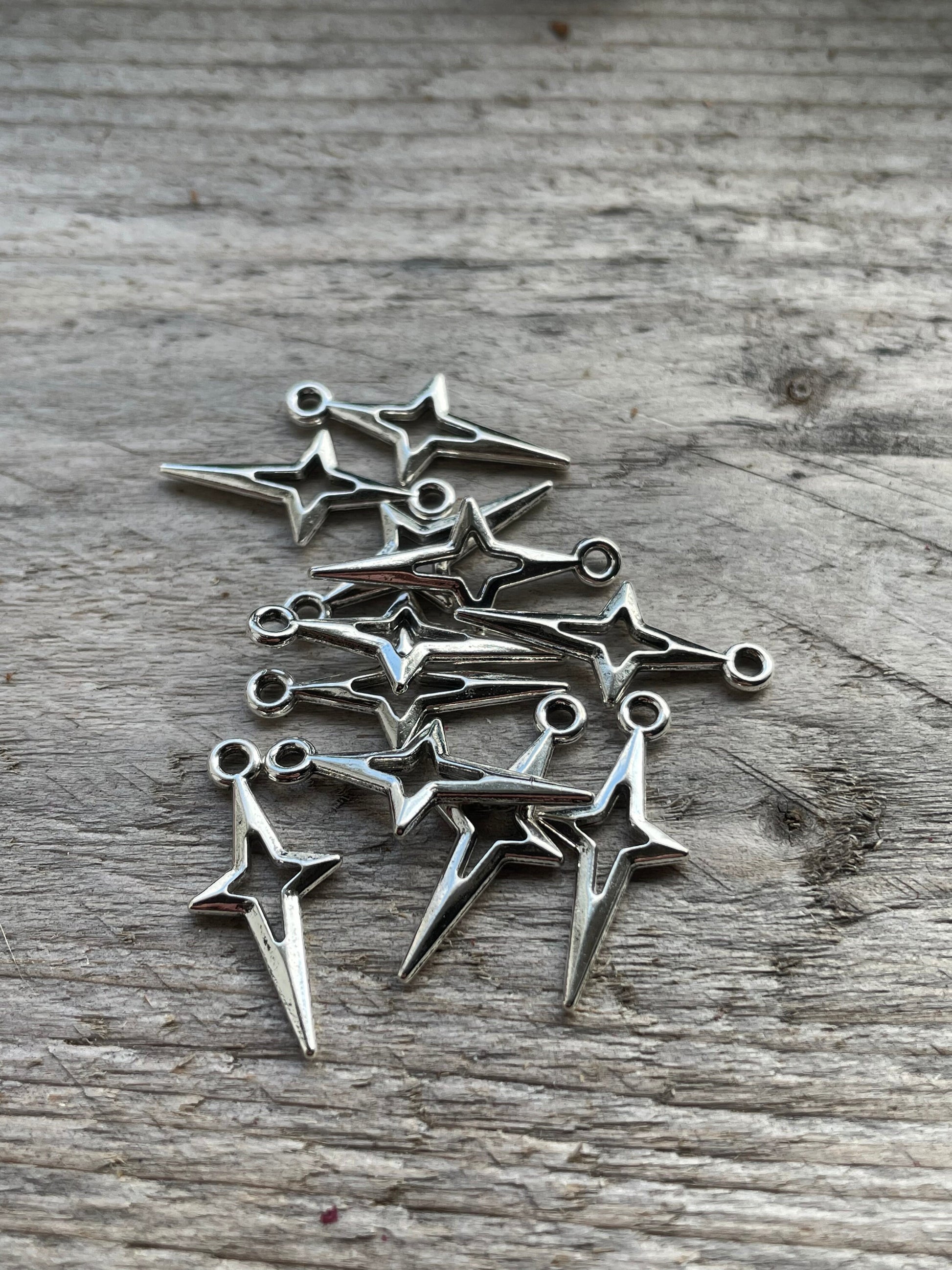 Silver Star charm 23 x 10mm