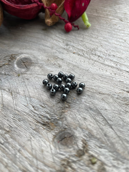 Natural Black Hematite beads 4mm