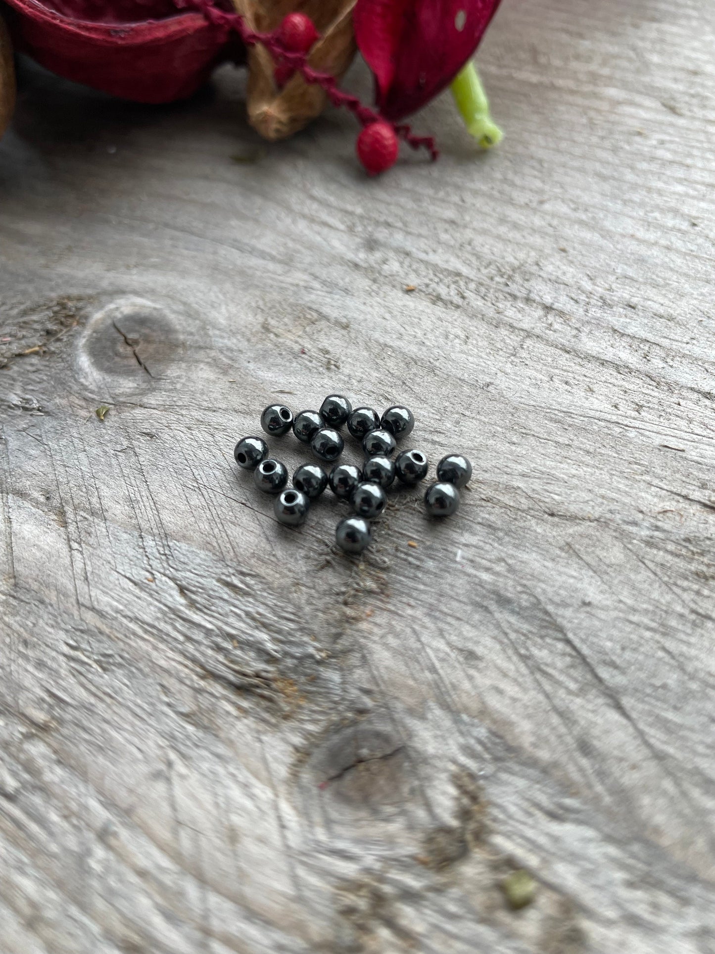 Natural Black Hematite beads 4mm