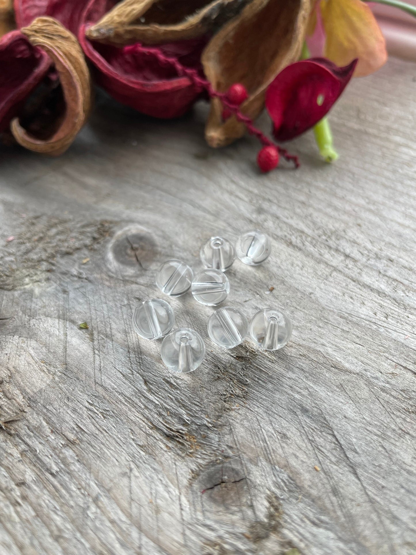 White Clear Crystal glass beads 8mm, 1mm hole