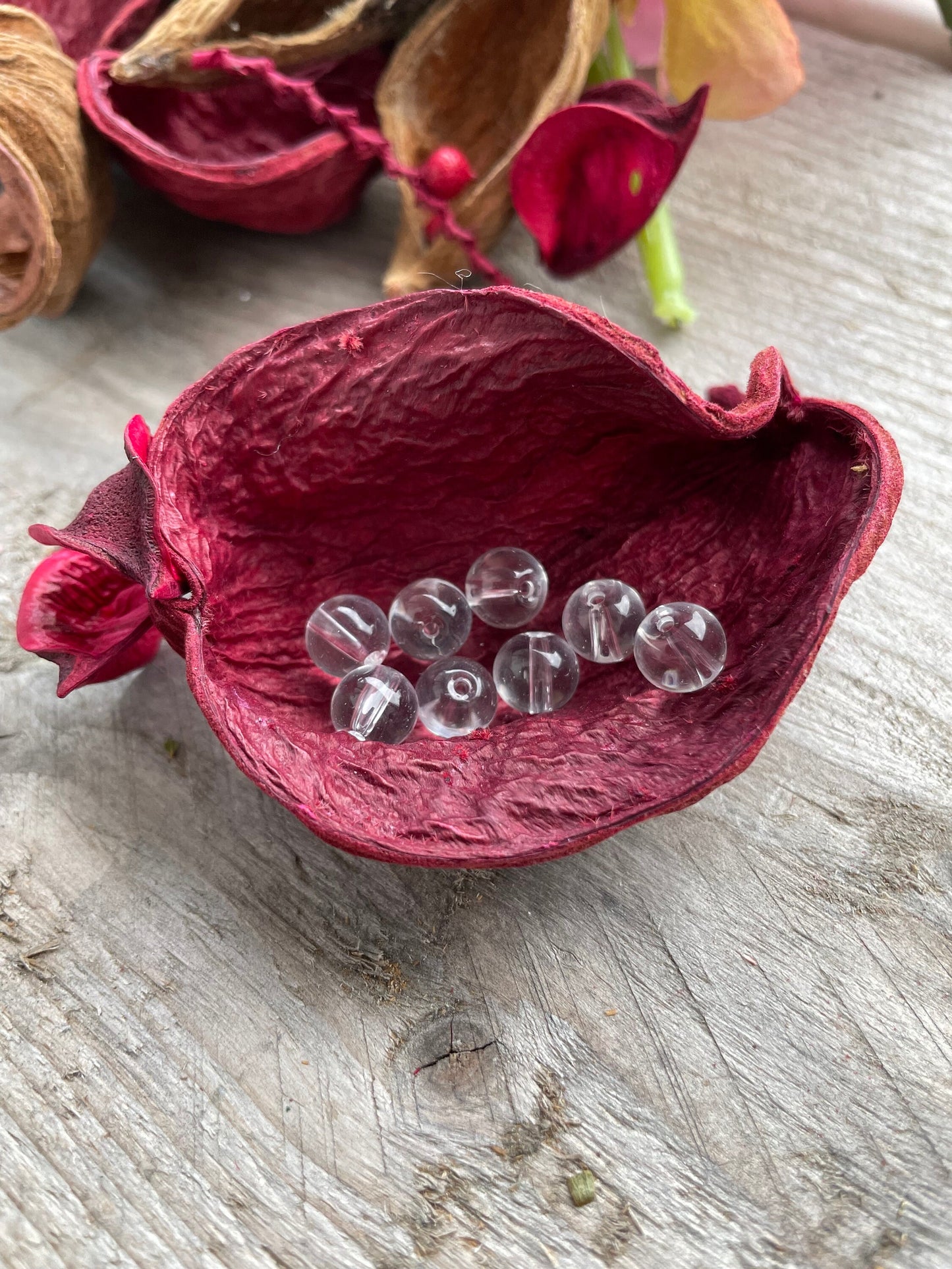 White Clear Crystal glass beads 8mm, 1mm hole