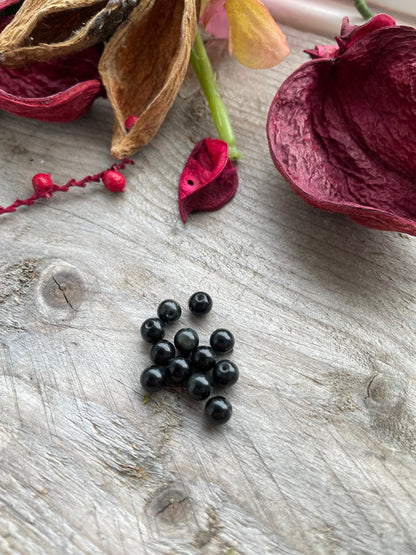 Green sheen Obsidian bead 6mm, 1mm hole