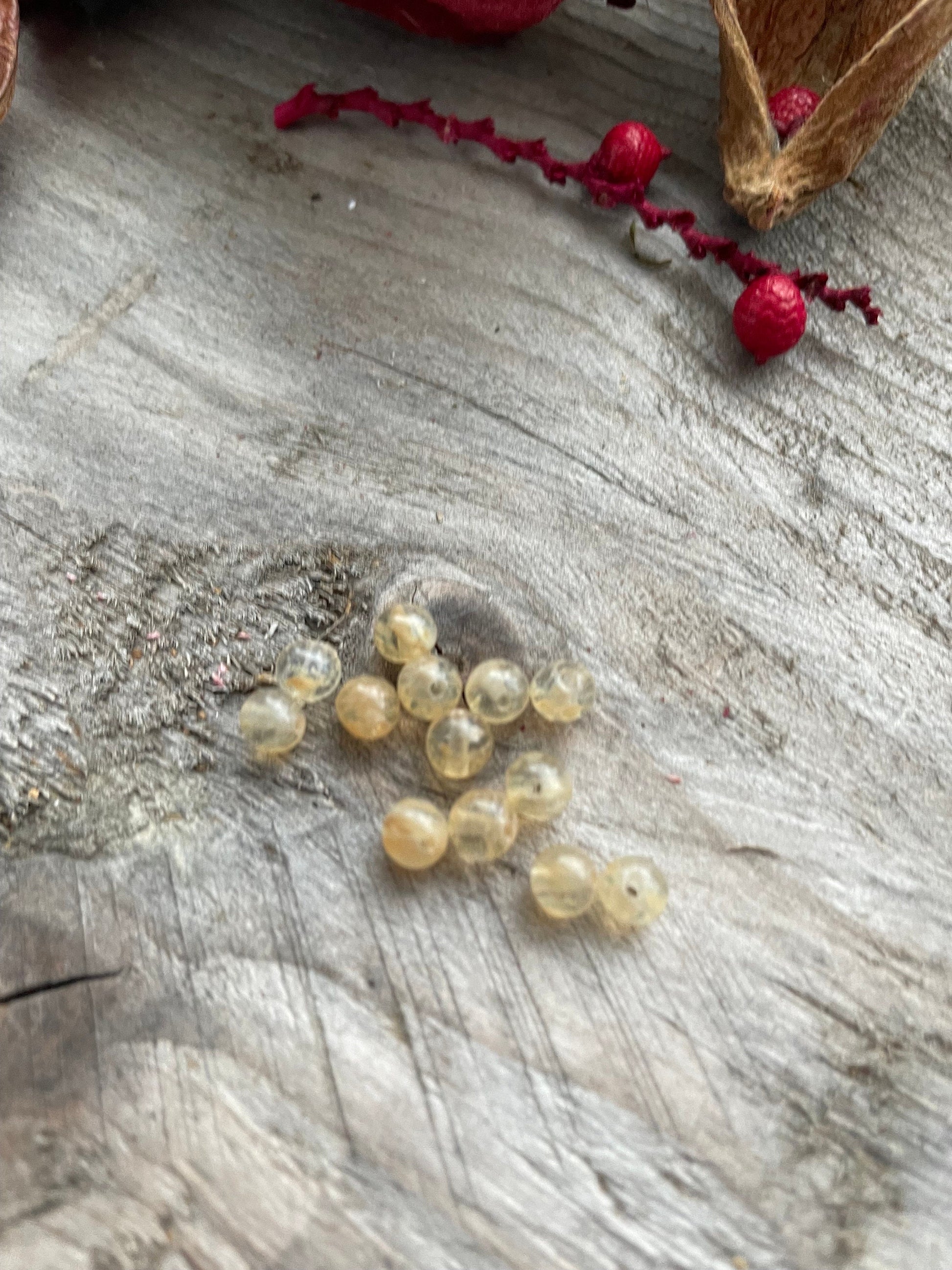 Natural Stone Smooth Citrine Quartz Loose Beads 4mm, 1mm hole