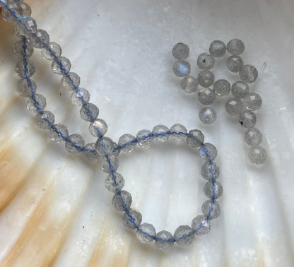 Natural 3mm A+ Labradorite Faceted Shinny Round Stone Beads