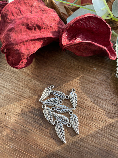 Antique Silver Small Leaf Charms Metal Leaf Charms 20x7mm