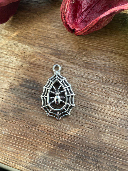 Antique SilverPlated Pendants Spider Pendants Spider Cobweb Charm Spider 35x 20mm