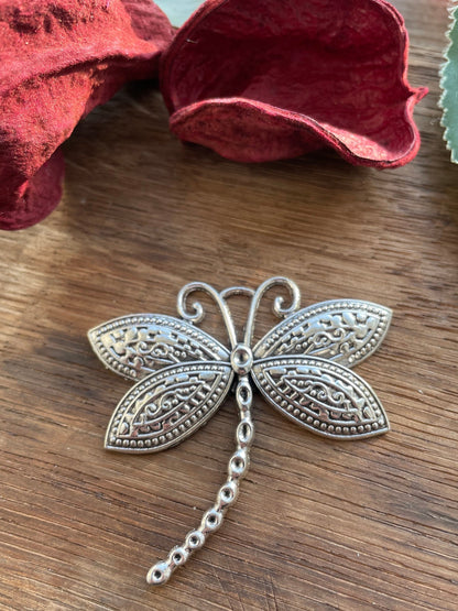 2pcs Charms Dragonfly 60x58mm Antique Silver