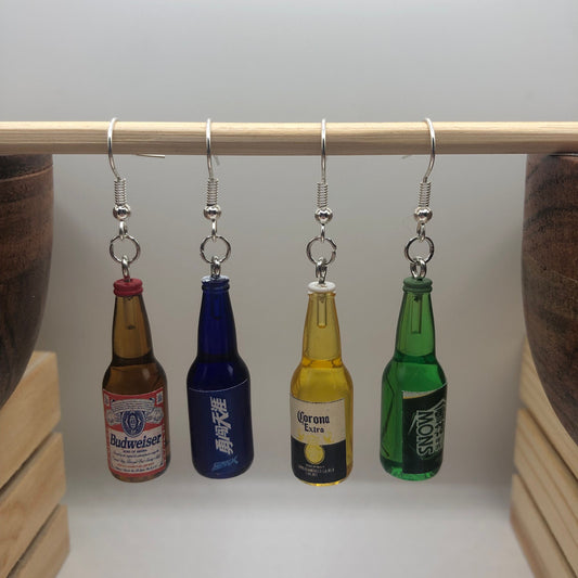 Beer Bottle Charm Earrings | In Ear and Clip Ons Available | Foodie, Beer, Alcohol, Unique Jewellery