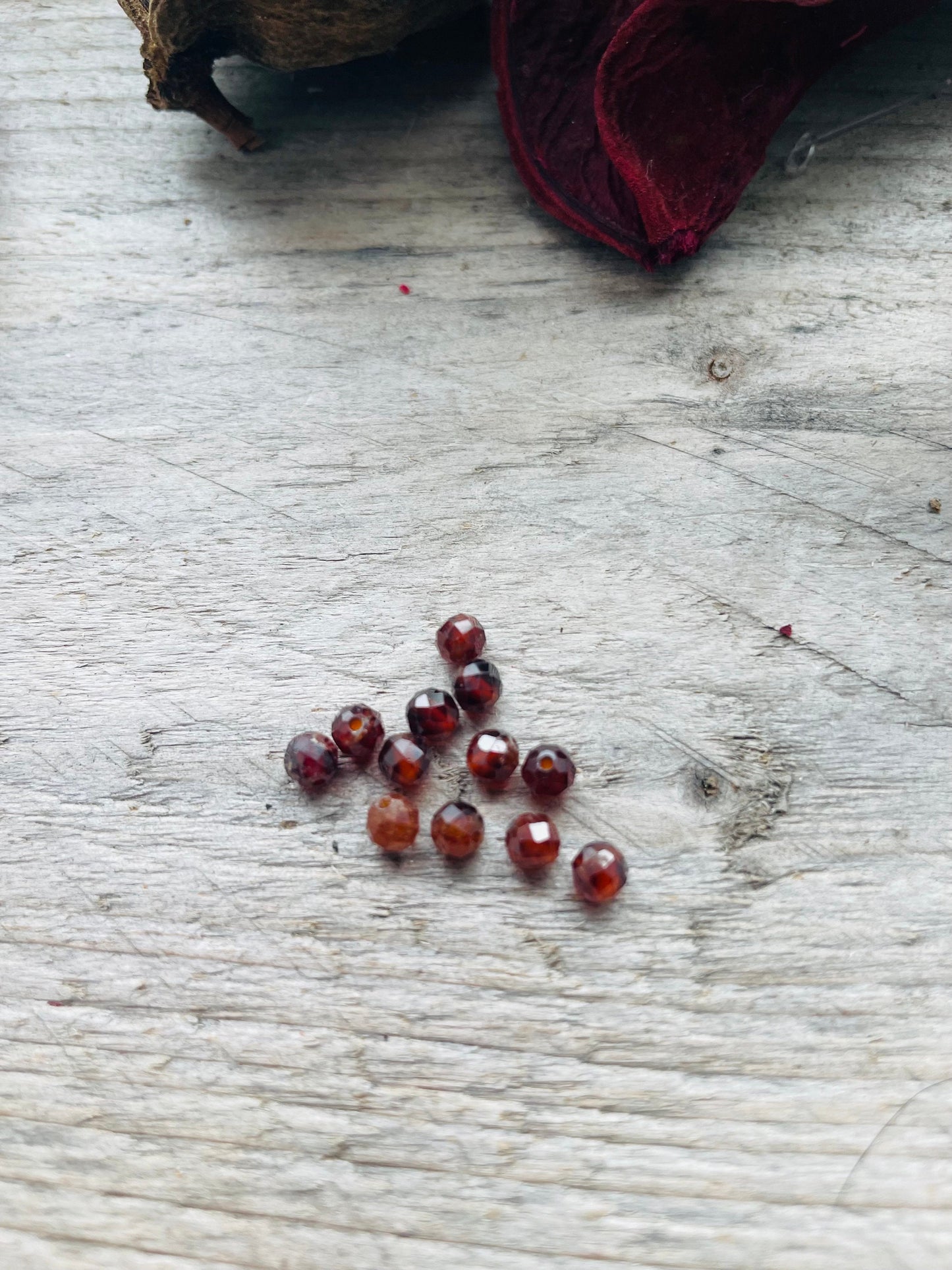 Orange Garnet Faceted Beads 3mm