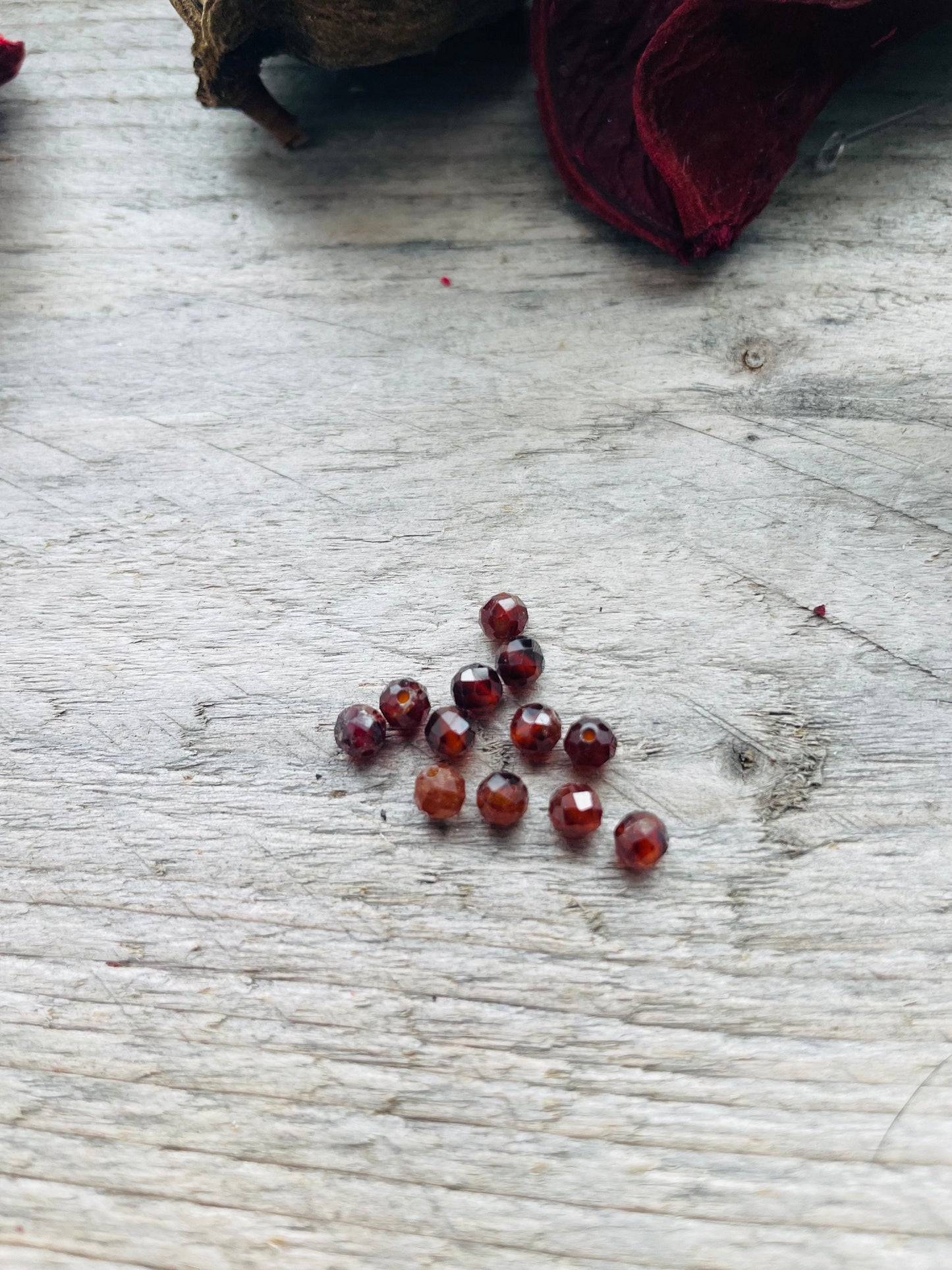 Orange Garnet Faceted Beads 3mm