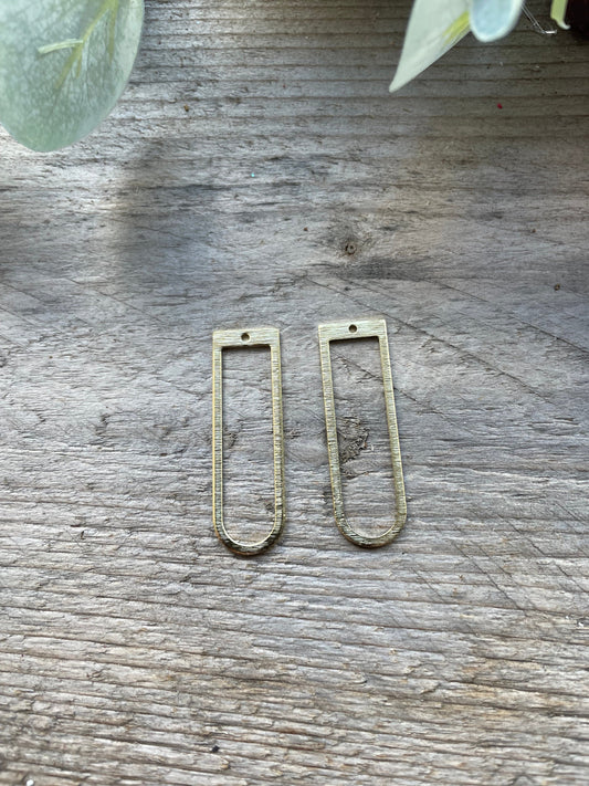 Textured Brass Charms D Shaped Track Charms 12x40mm