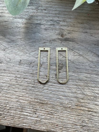 Textured Brass Charms D Shaped Track Charms 12x40mm