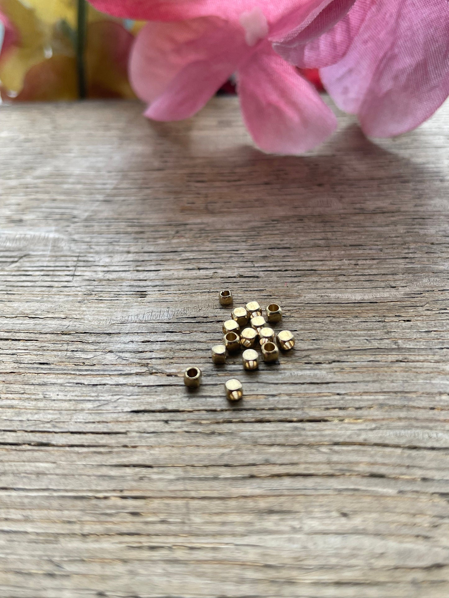 Cube Square Shape Light Gold Color Loose Spacer Beads 4mm