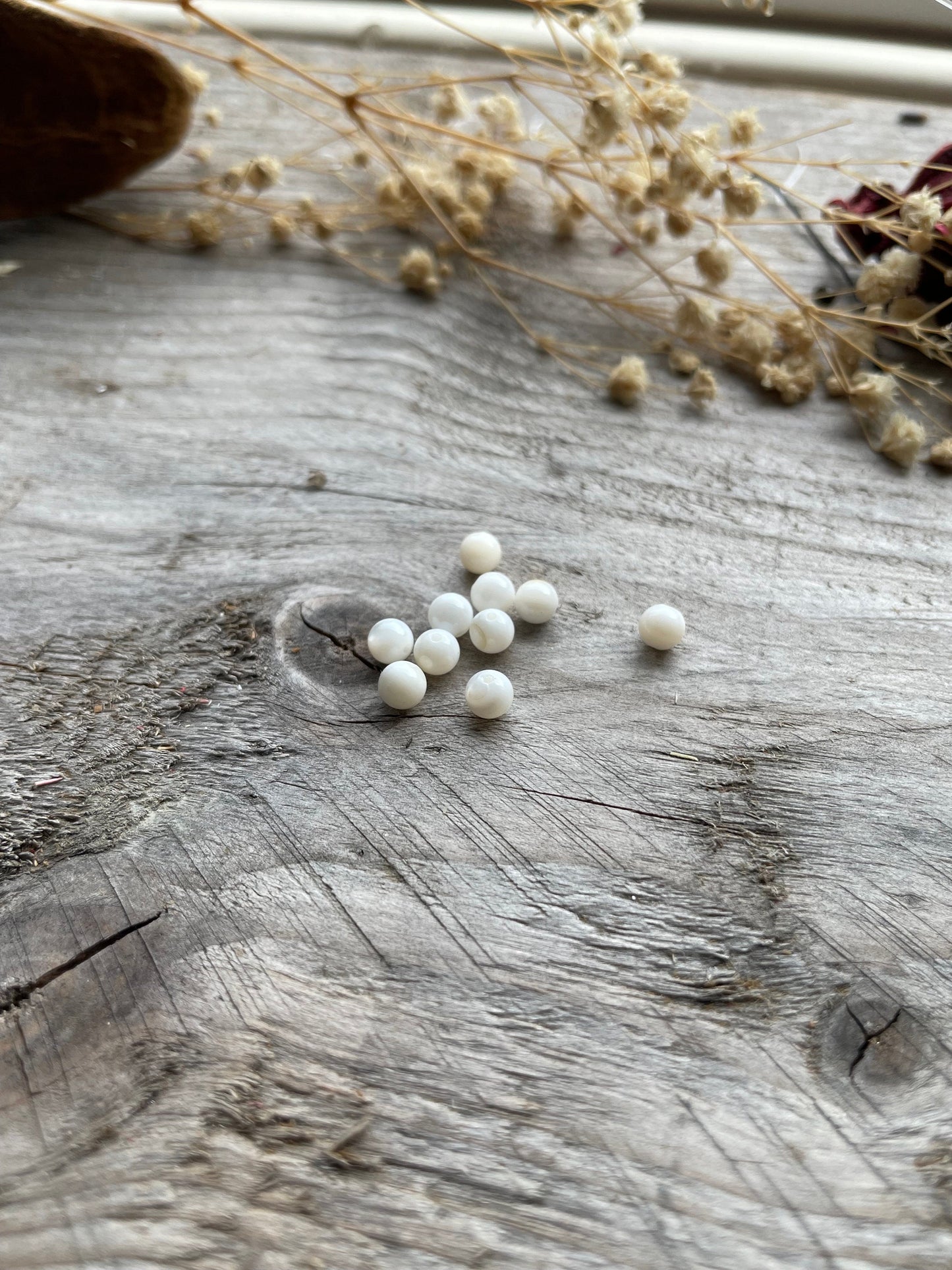 White shell beads 4mm