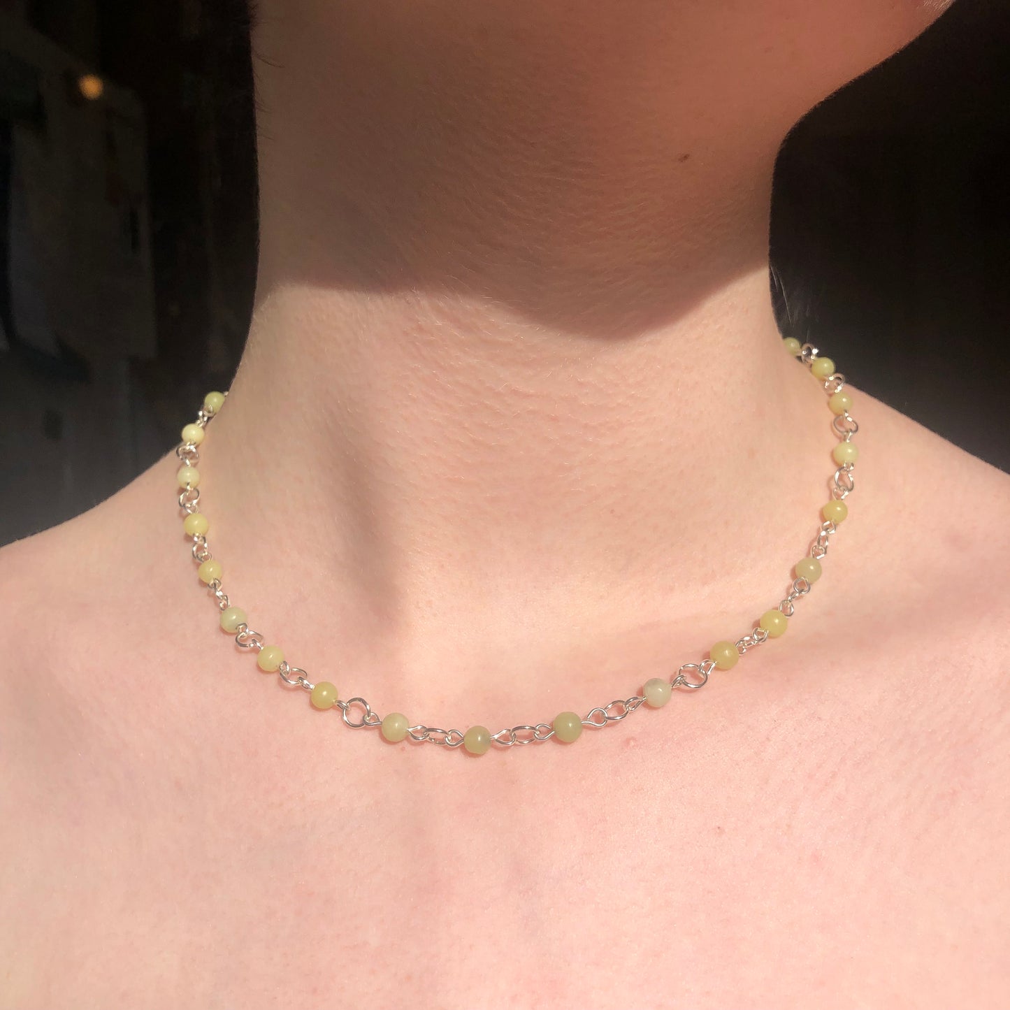 Lemon Jade Fairy Necklace | Beaded Chain, Crystals, Grunge, Alternative, Fairycore, Witch, Healing Jewellery