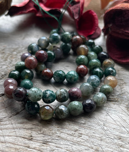 Indian agate faceted beads 6mm