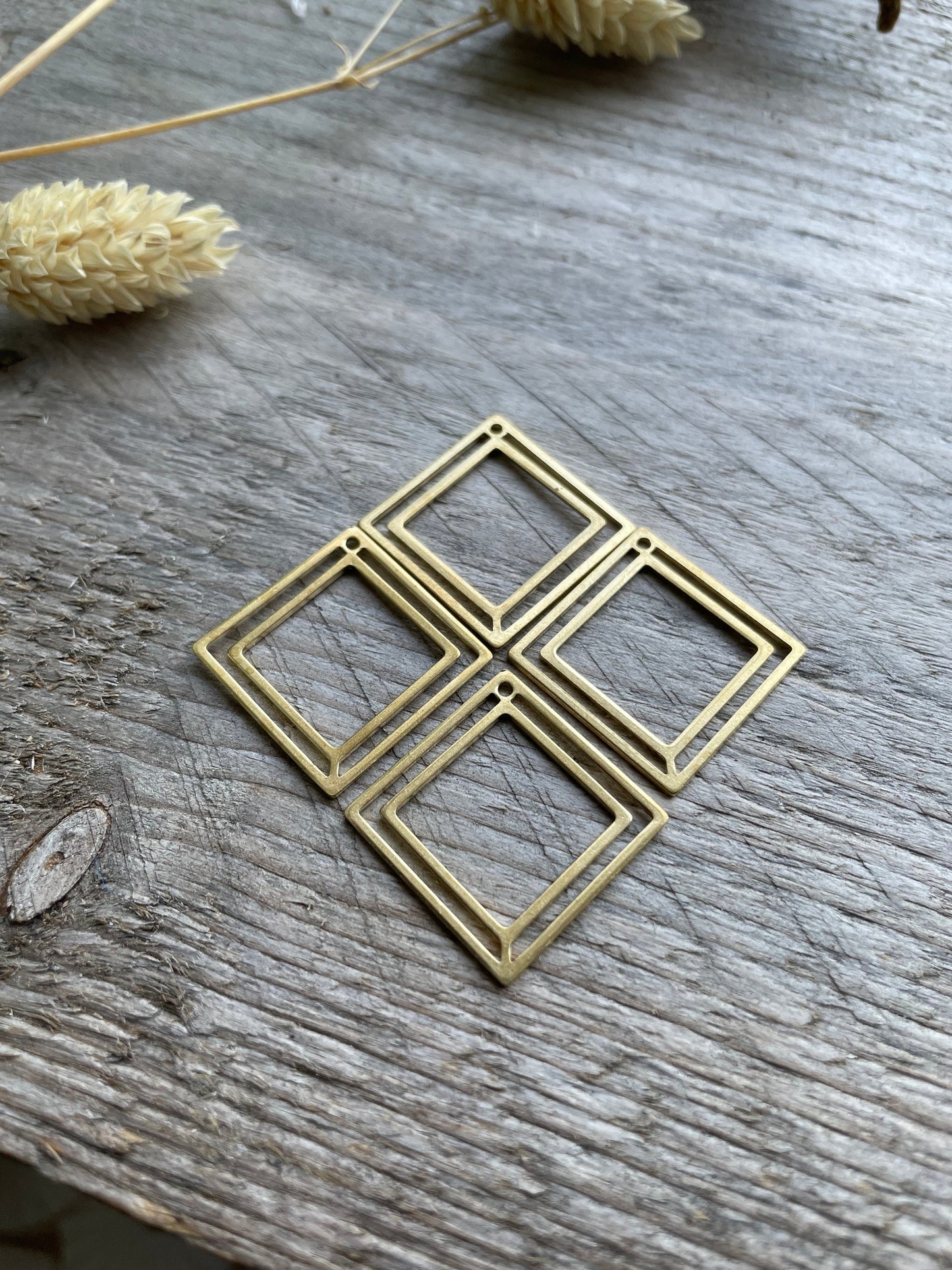 Brass pendant Square frame earring charms 28.5x28.5x0.8mm