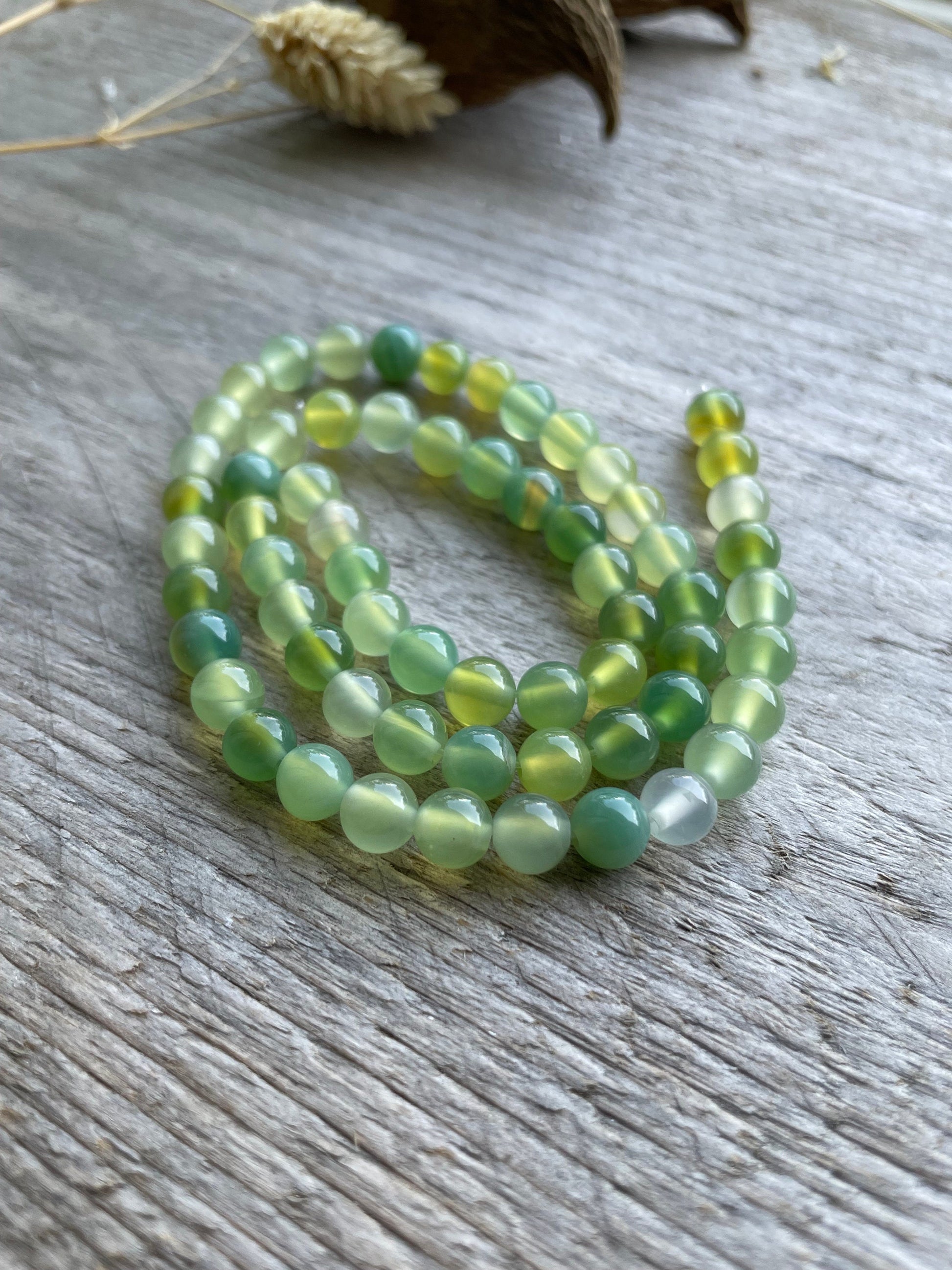 Apple Green Morgan agate 6mm Beads