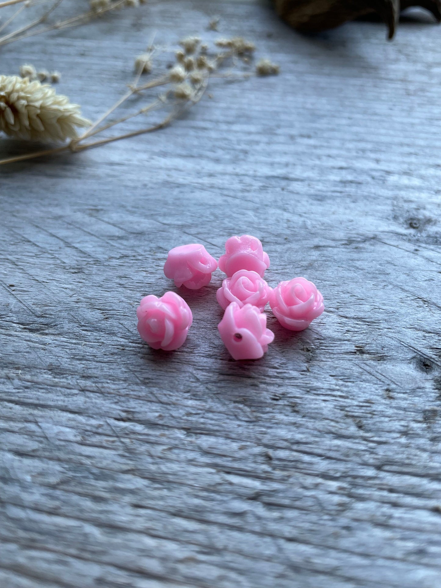 Baby pink acrylic rose bead 8mm