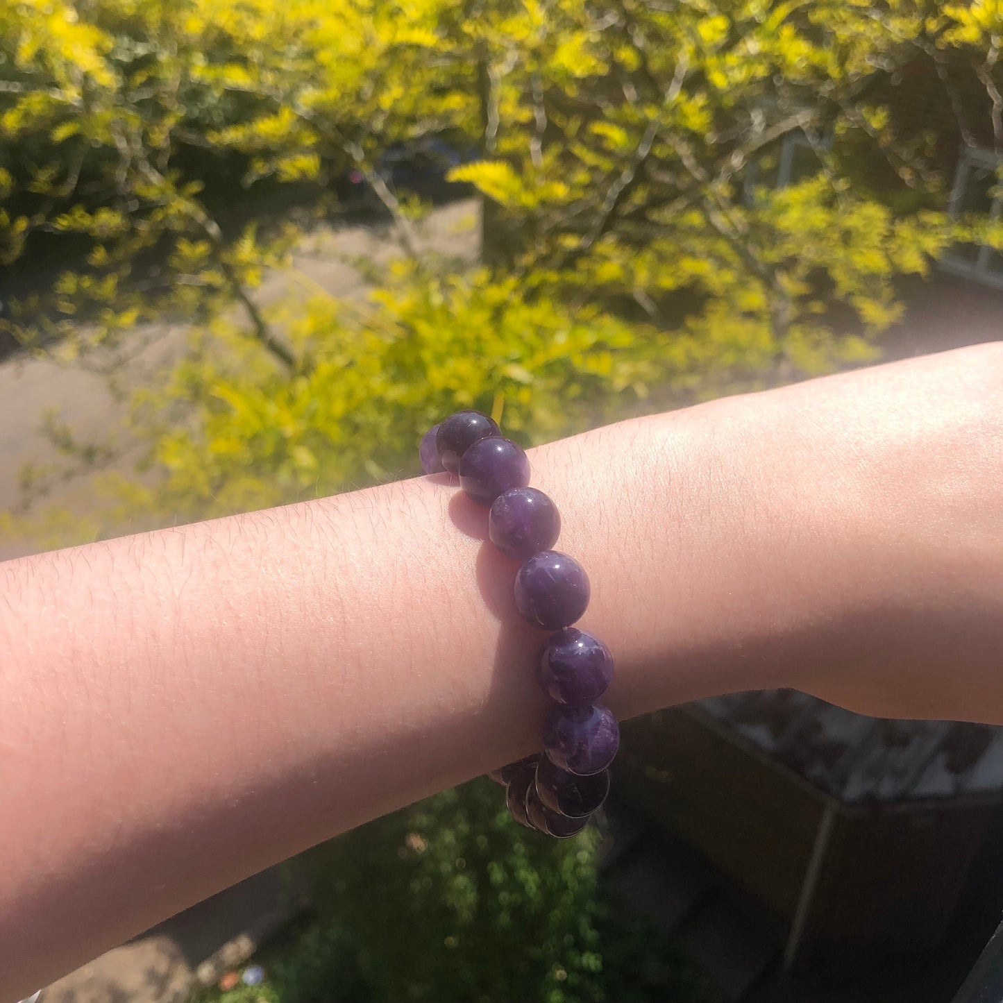 Amethyst Beaded 12mm Stretch Bracelet | Crystals, Fairycore, Witch, Healing, Psychic, Spiritual, Magic Jewelleryand