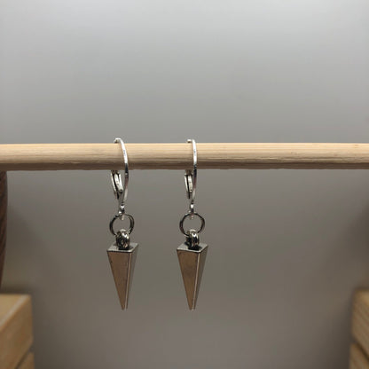 Square Spike Charm Hoop Earrings | In Ear and Clip Ons Available | Goth, Edgy, Punk, Emo, Hardcore Jewellery