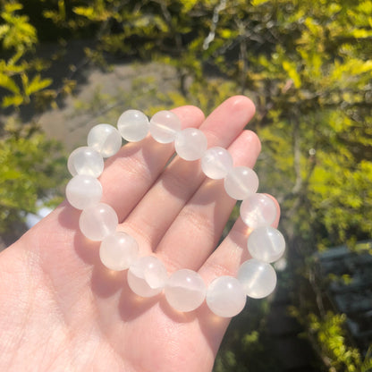 Selenite Beaded 12mm Stretch Bracelet | Crystals, Fairycore, Witch, Healing, Psychic, Spiritual, Magic Jewellery