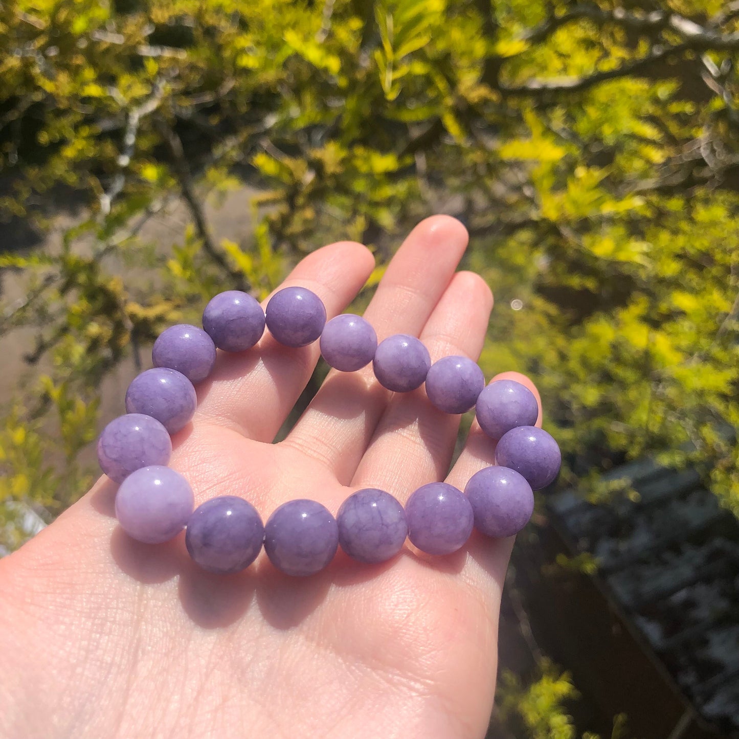 Angelite Beaded 12mm Stretch Bracelet | Crystals, Fairycore, Witch, Healing, Psychic, Spiritual, Magic Jewellery