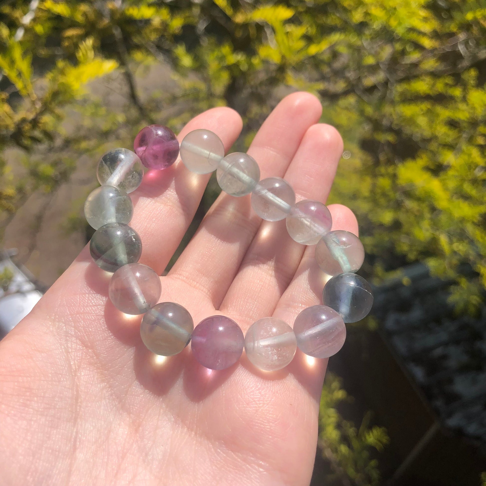 Fluorite Beaded 12mm Stretch Bracelet | Crystals, Fairycore, Witch, Healing, Psychic, Spiritual, Magic Jewellery