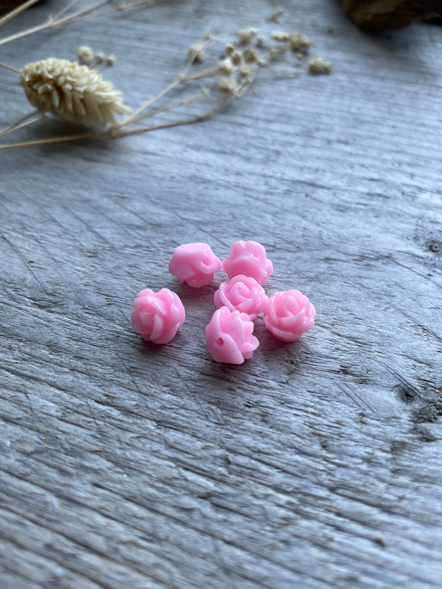 Baby pink acrylic rose bead 8mm