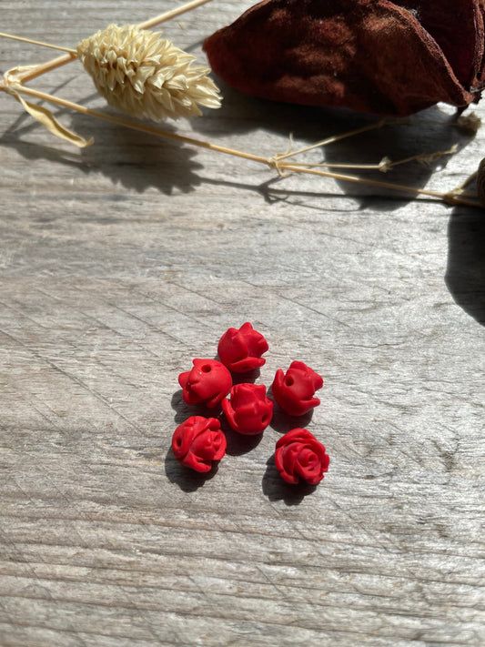 Red rose acrylic bead