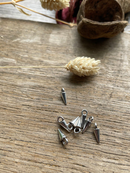 Antique Silver Colour small spike Charms Pendant 11x4mm