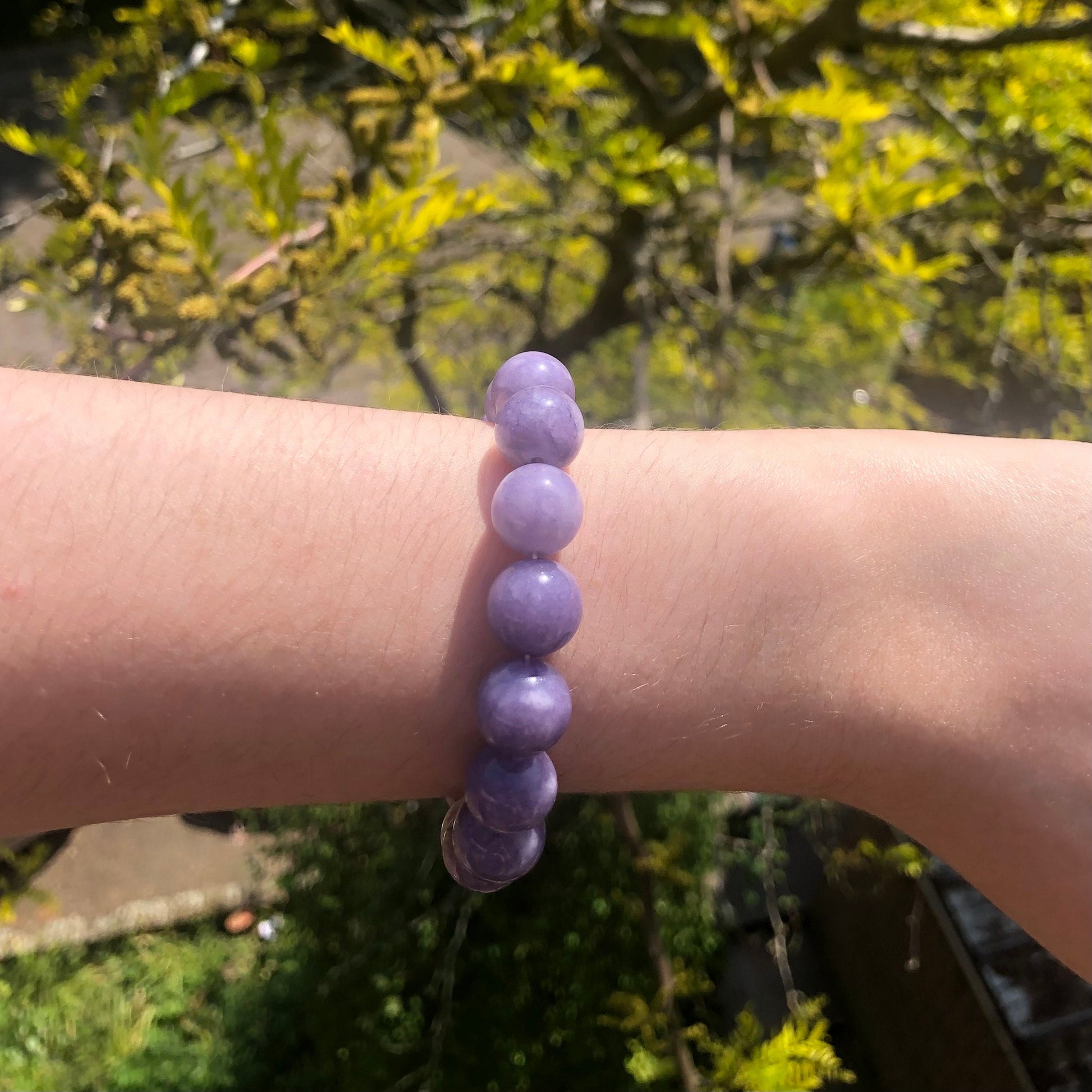 Angelite Beaded 12mm Stretch Bracelet | Crystals, Fairycore, Witch, Healing, Psychic, Spiritual, Magic Jewellery