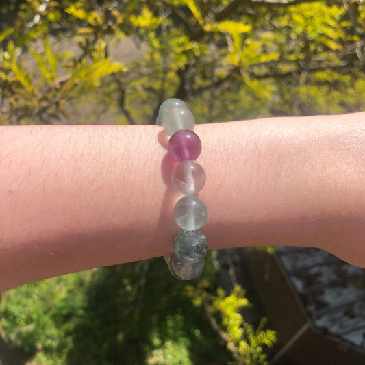 Fluorite Beaded 12mm Stretch Bracelet | Crystals, Fairycore, Witch, Healing, Psychic, Spiritual, Magic Jewellery