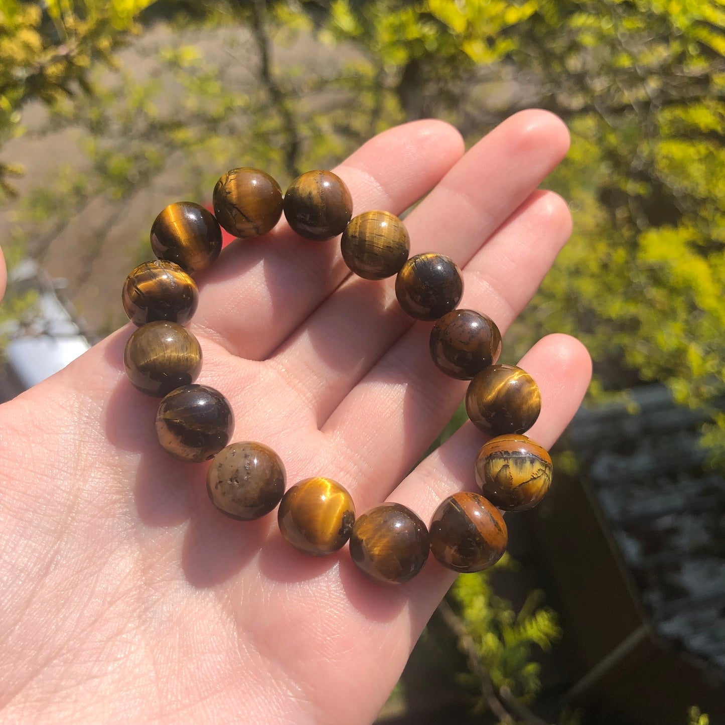 Tigers Eye Beaded 12mm Stretch Bracelet | Crystals, Fairycore, Witch, Healing, Psychic, Spiritual, Magic Jewellery