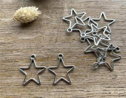 Star open bezel charms/pendants