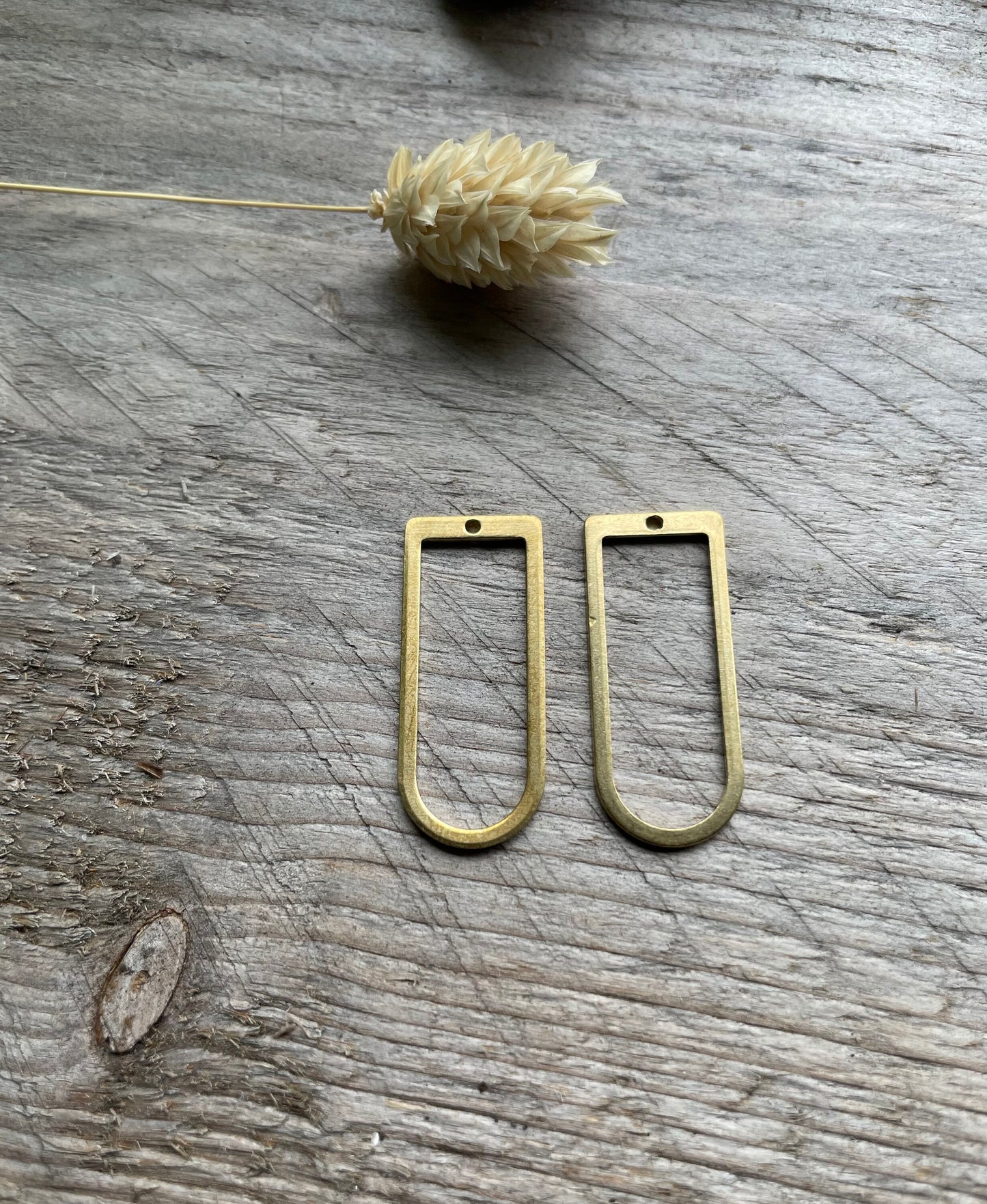 Brass Earring Charm, Brass Connector, D shaped, 30x13x1mm