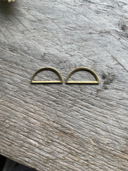 Raw Brass Outline Half Circle D Charms Connector Component for Making Jewelry