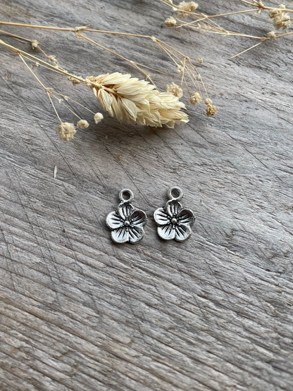 Antique Silver Color 11x15mm Flower Charms