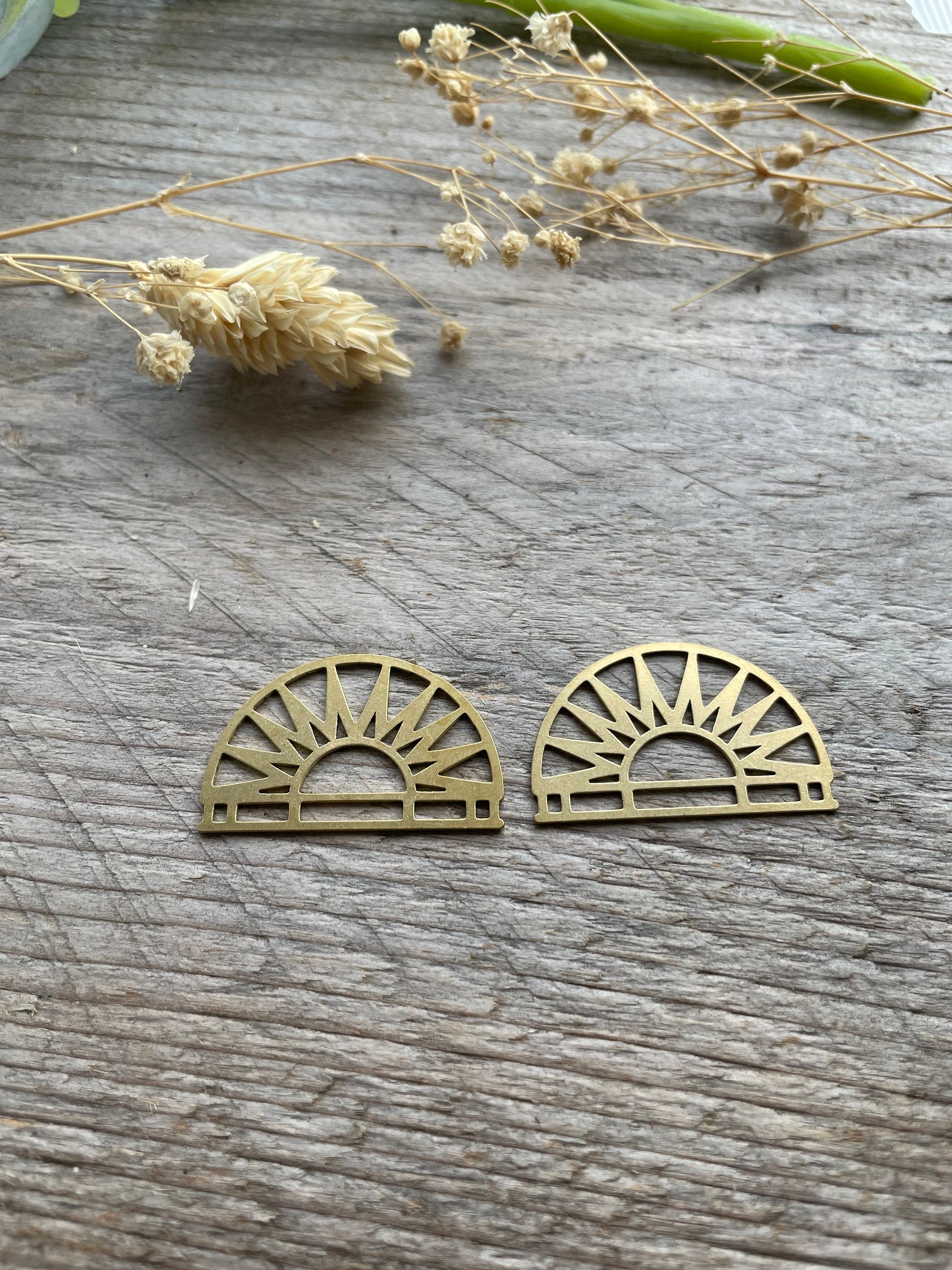 Brass sun charms semi circle