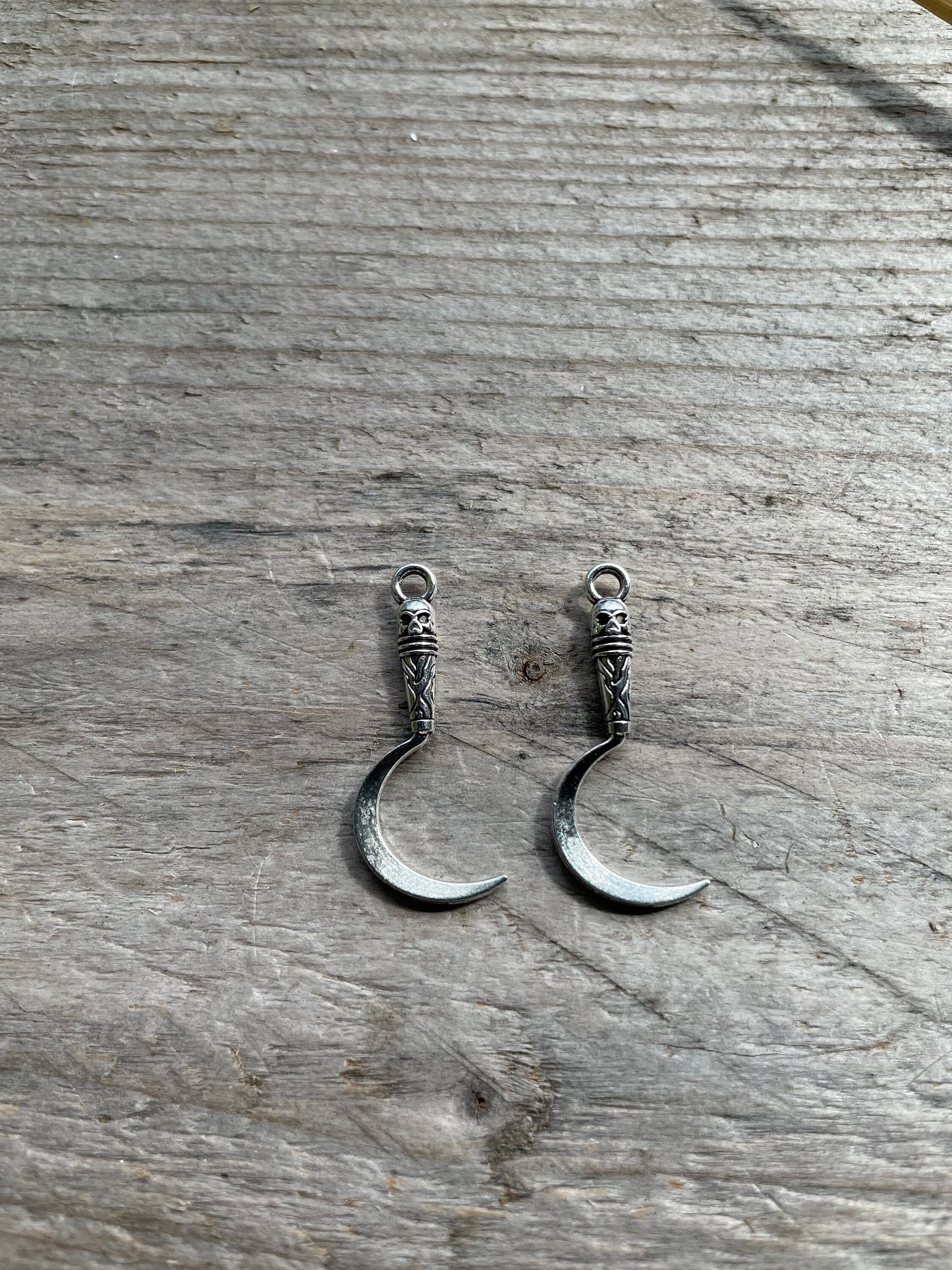 Antique silver Skull Scythe Charms 11x30mm