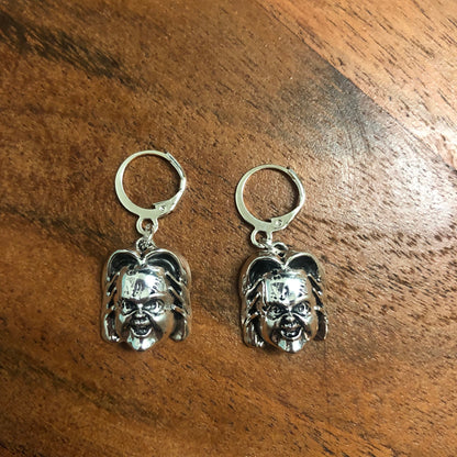 Chucky Horror Charm Hoop Earrings | In Ear and Clip Ons Available | 80s, Slasher, Serial Killer, Halloween, Psycho, Scary Doll Jewellery